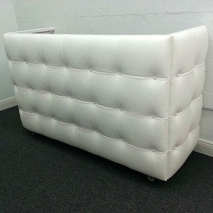White Leather Tufted DJ Booth Rental